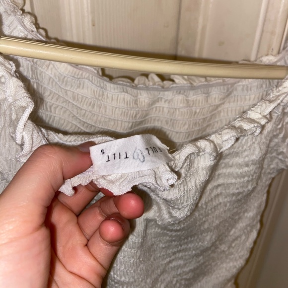 White ~ribbed~ off the shoulder crop top. - Picture 2 of 2